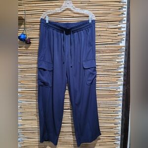 Women's TORRID Size 00S Large Navy Cargo Pants, WIDE LEG, Comfy,  Drawstring